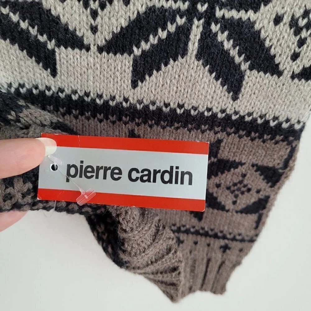 NWT Pierre Cardin Brown Ethnic Print Warm Shawl Wrap Scarf